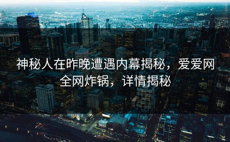 神秘人在昨晚遭遇内幕揭秘，爱爱网全网炸锅，详情揭秘
