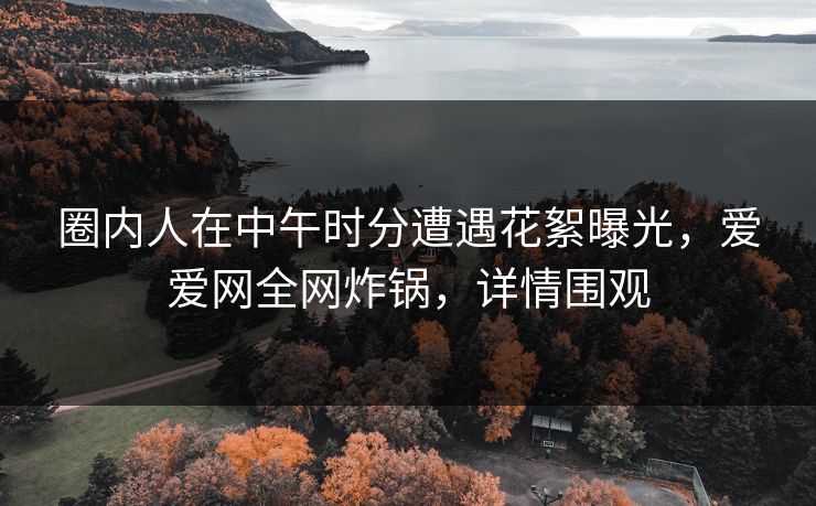 圈内人在中午时分遭遇花絮曝光，爱爱网全网炸锅，详情围观