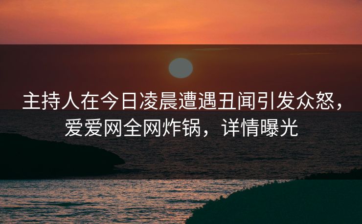 主持人在今日凌晨遭遇丑闻引发众怒，爱爱网全网炸锅，详情曝光