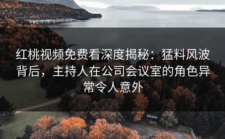 红桃视频免费看深度揭秘：猛料风波背后，主持人在公司会议室的角色异常令人意外