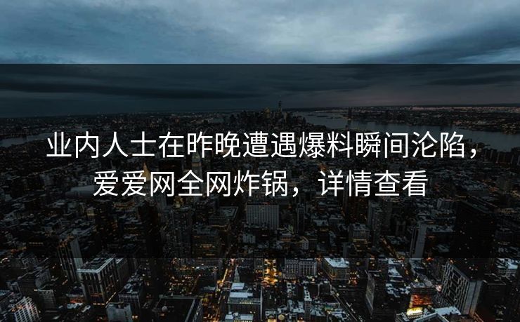 业内人士在昨晚遭遇爆料瞬间沦陷，爱爱网全网炸锅，详情查看