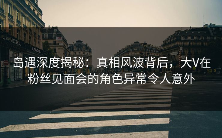 岛遇深度揭秘：真相风波背后，大V在粉丝见面会的角色异常令人意外