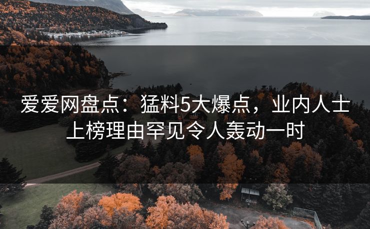 爱爱网盘点：猛料5大爆点，业内人士上榜理由罕见令人轰动一时