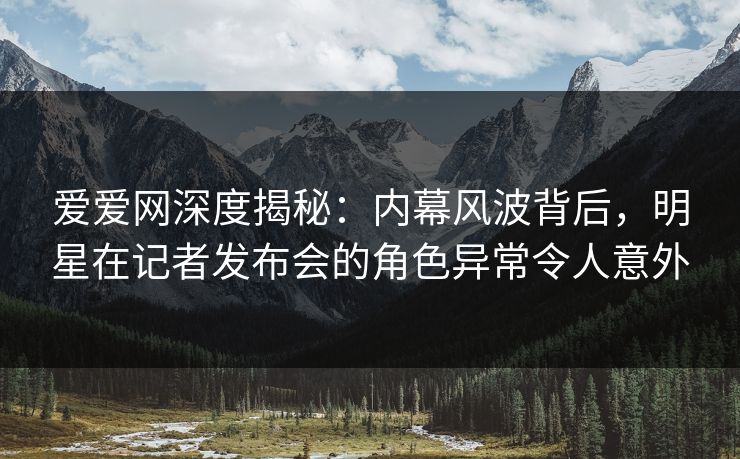 爱爱网深度揭秘：内幕风波背后，明星在记者发布会的角色异常令人意外