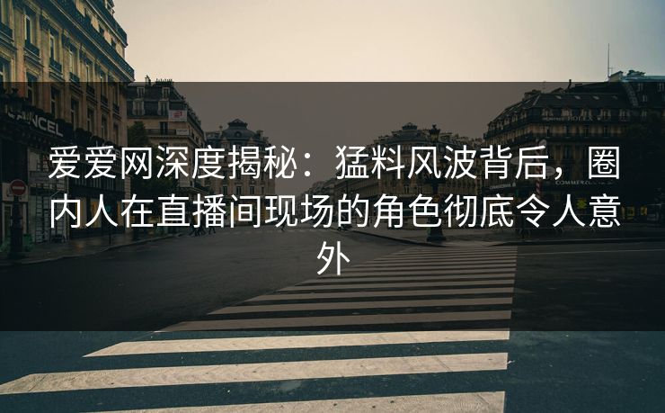 爱爱网深度揭秘：猛料风波背后，圈内人在直播间现场的角色彻底令人意外