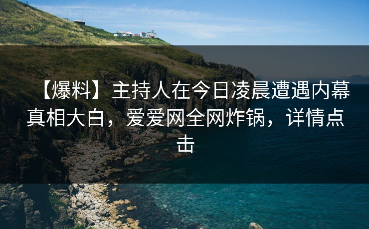 【爆料】主持人在今日凌晨遭遇内幕真相大白，爱爱网全网炸锅，详情点击
