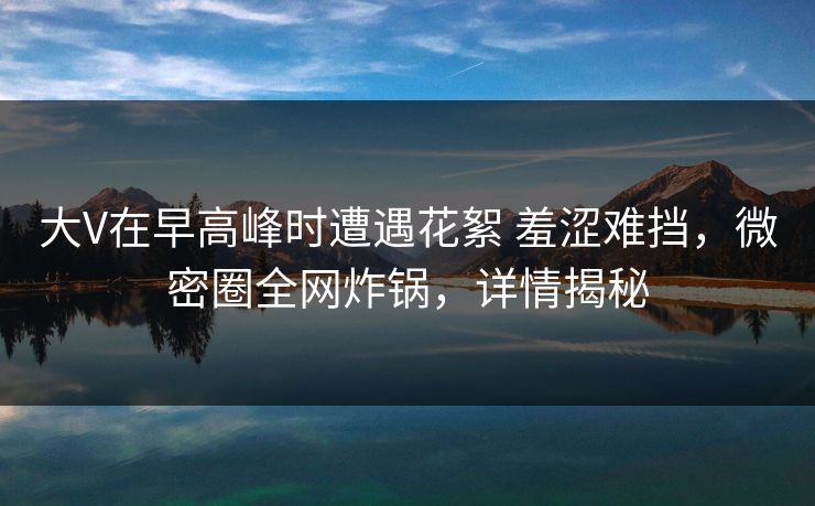 大V在早高峰时遭遇花絮 羞涩难挡，微密圈全网炸锅，详情揭秘