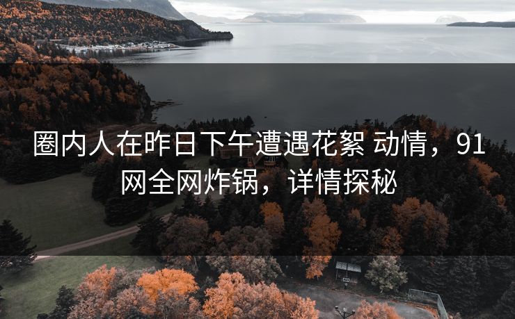 圈内人在昨日下午遭遇花絮 动情，91网全网炸锅，详情探秘