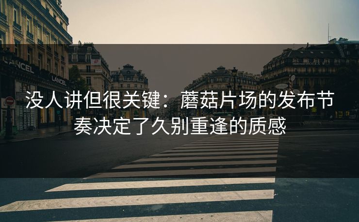 没人讲但很关键：蘑菇片场的发布节奏决定了久别重逢的质感