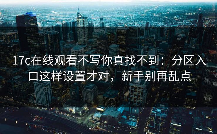 17c在线观看不写你真找不到：分区入口这样设置才对，新手别再乱点